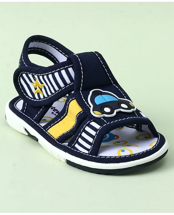 Cute Walk by Babyhug Sandals with Velcro Closure & Car Applique - Blue