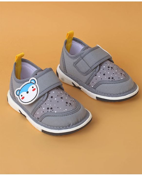 Cute Walk by Babyhug Casual Shoes with Velcro Closure And Animal Applique - Grey