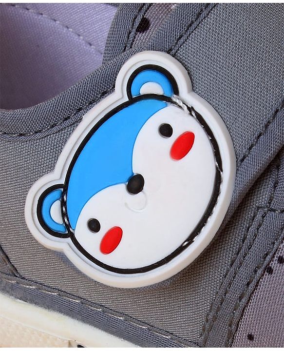 Cute Walk by Babyhug Casual Shoes with Velcro Closure And Animal Applique - Grey