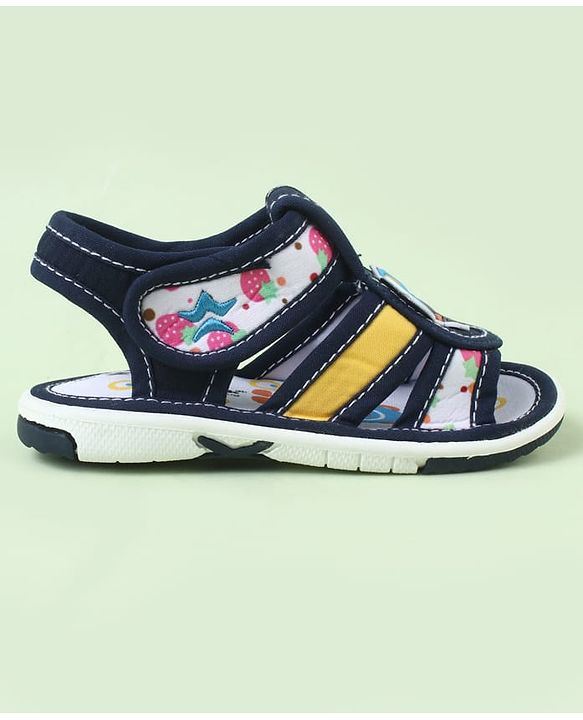 Cute Walk by Babyhug Sandals With Velcro Closure & Elephant Applique - Blue