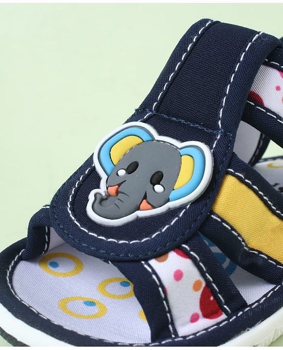 Cute Walk by Babyhug Sandals With Velcro Closure & Elephant Applique - Blue