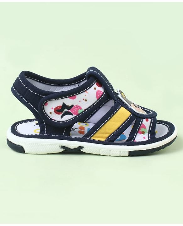 Cute Walk by Babyhug Sandals With Velcro Closure & Bear Applique - Blue