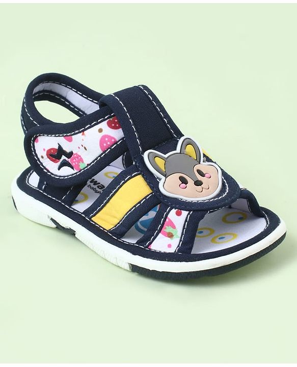 Cute Walk by Babyhug Sandals With Velcro Closure & Bear Applique - Blue