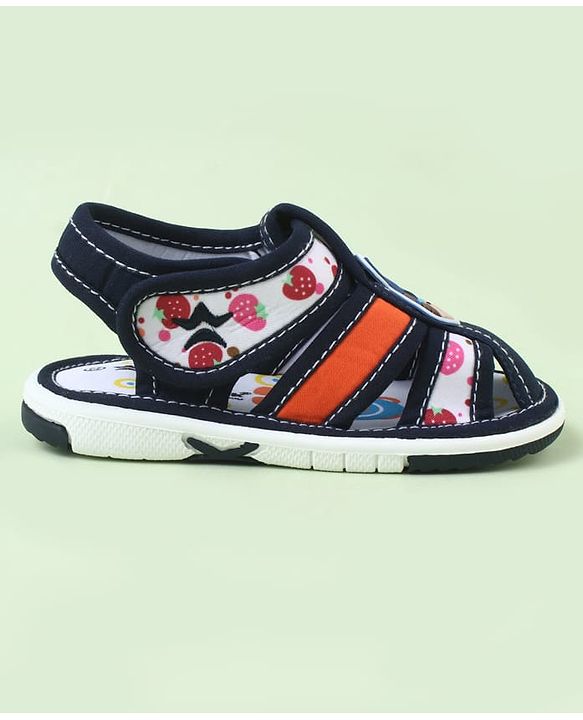 Cute Walk by Babyhug Velcro Closure Sandals with Cow Applique - Blue