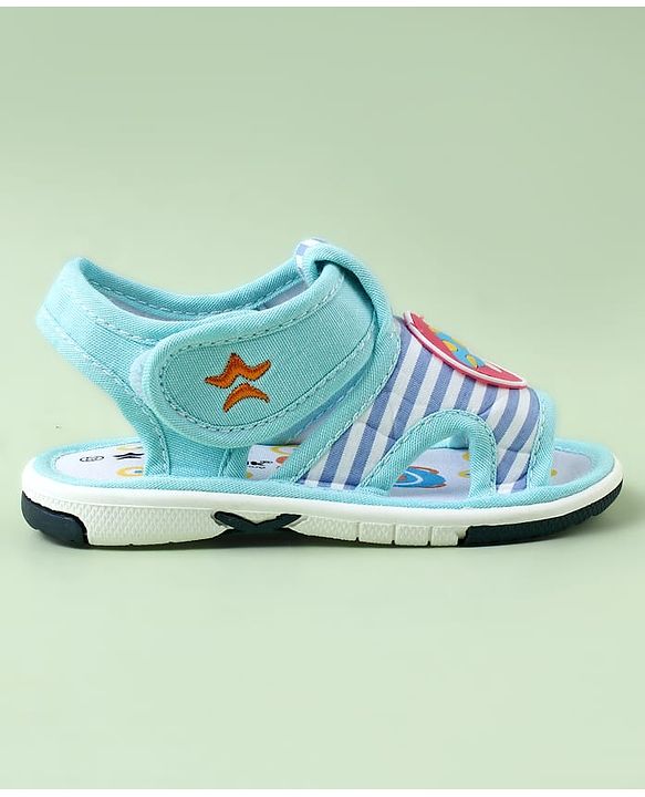 Cute Walk by Babyhug Sandals with Velcro Closure & Mushroom Applique - Light Blue