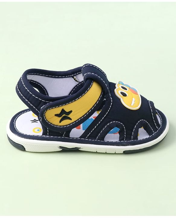 Cute Walk by Babyhug Sandals With Velcro Closure & Dino Applique - Navy Blue