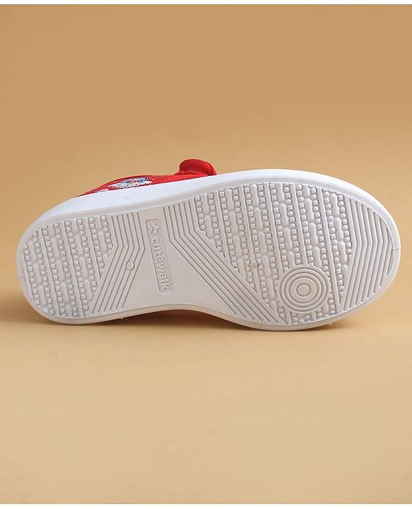 Cute Walk by Babyhug Casual Shoes with Velcro Closure & Space Theme Embroidery - Red