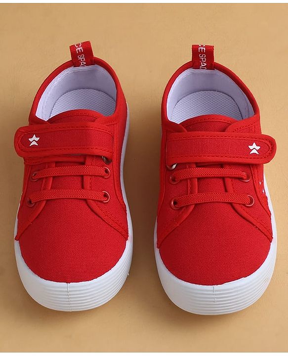 Cute Walk by Babyhug Casual Shoes with Velcro Closure & Space Theme Embroidery - Red
