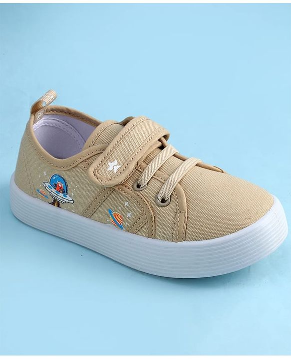Cute Walk by Babyhug Casual Shoes with Velcro Closure & Space Theme Embroidery - Red