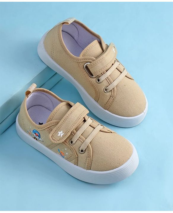 Cute Walk by Babyhug Casual Shoes with Velcro Closure & Space Theme Embroidery - Red