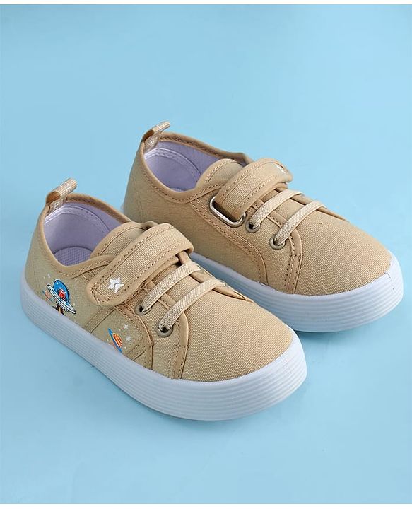 Cute Walk by Babyhug Casual Shoes with Velcro Closure & Space Theme Embroidery - Red