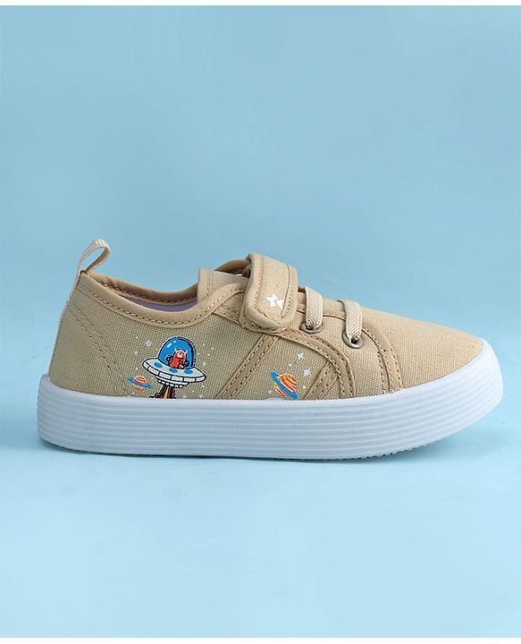Cute Walk by Babyhug Casual Shoes with Velcro Closure & Space Theme Embroidery - Red