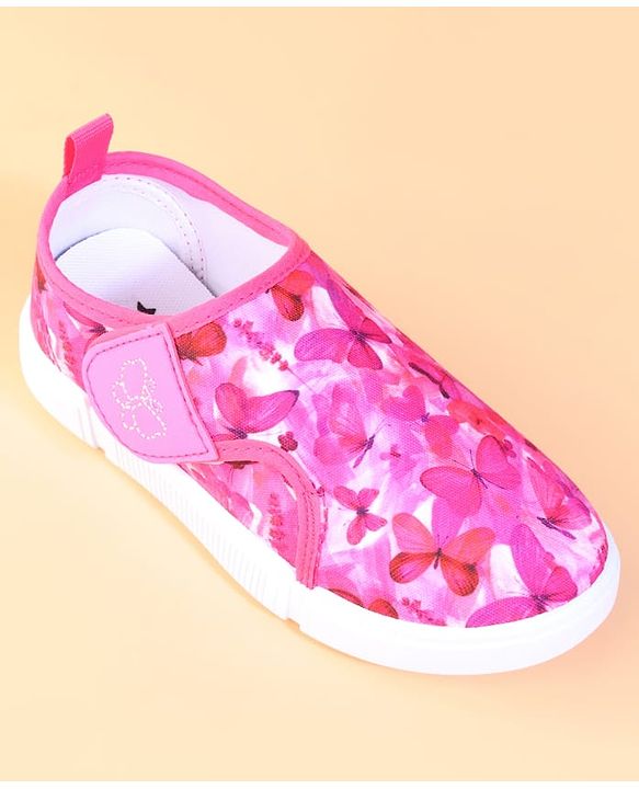 Cute Walk by Babyhug Velcro Closure Casual Shoes With Butterfly Print - Fuchsia