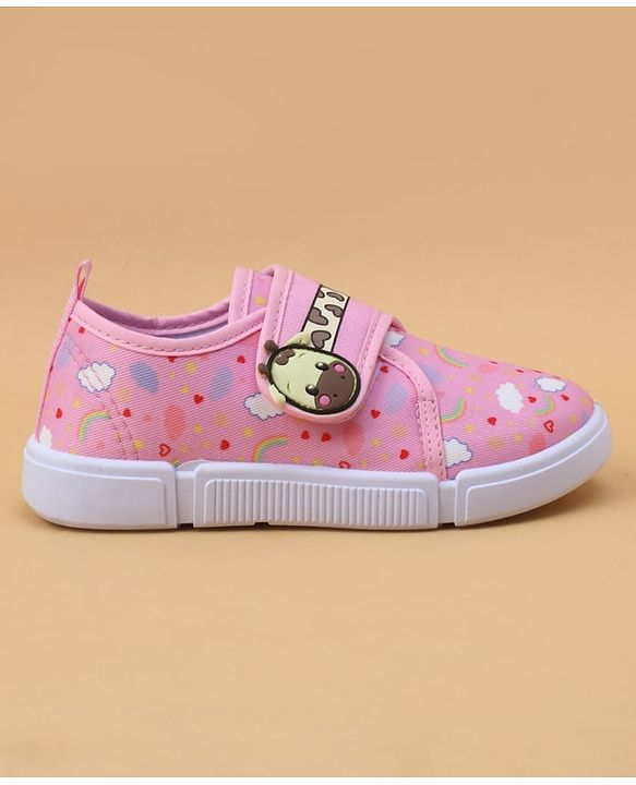Cute Walk by Babyhug Velcro Closure Casual Shoes with Rainbow Print - Pink