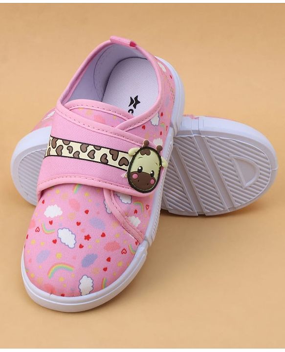 Cute Walk by Babyhug Velcro Closure Casual Shoes with Rainbow Print - Pink