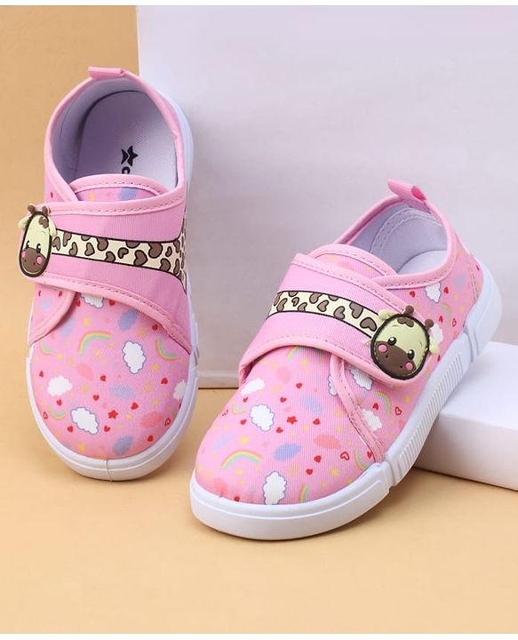 Cute Walk by Babyhug Velcro Closure Casual Shoes with Rainbow Print - Pink