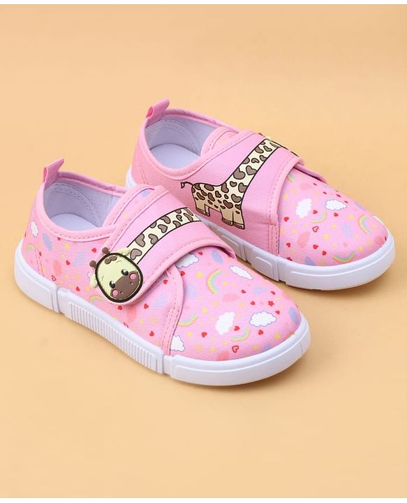 Cute Walk by Babyhug Velcro Closure Casual Shoes with Rainbow Print - Pink