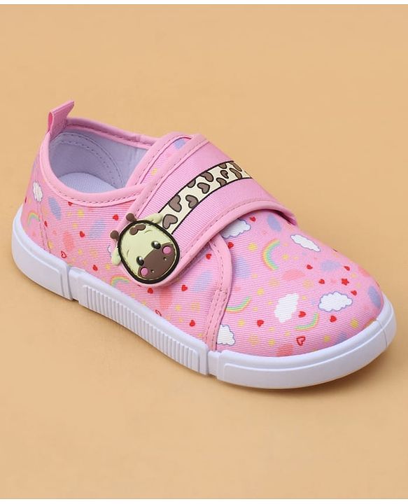 Cute Walk by Babyhug Velcro Closure Casual Shoes with Rainbow Print - Pink