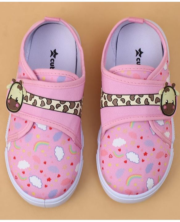 Cute Walk by Babyhug Velcro Closure Casual Shoes with Rainbow Print - Pink