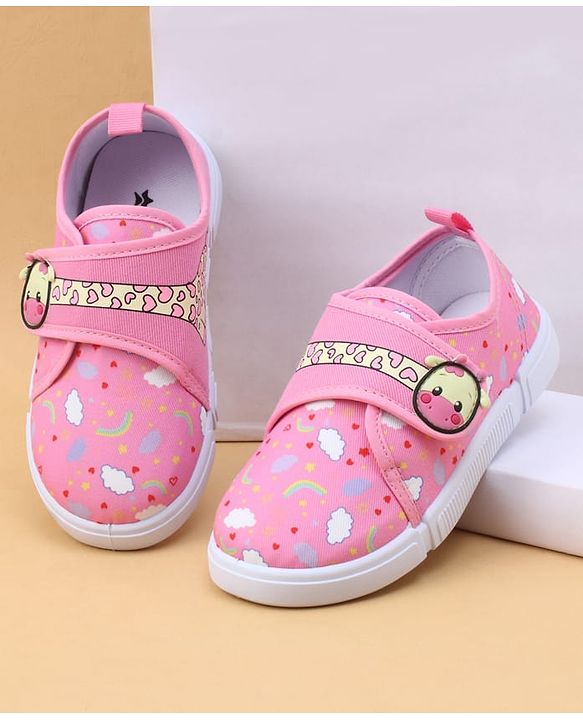 Cute Walk by Babyhug Velcro Closure Casual Shoes with Rainbow Print - Pink