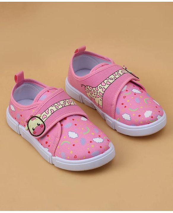 Cute Walk by Babyhug Velcro Closure Casual Shoes with Rainbow Print - Pink