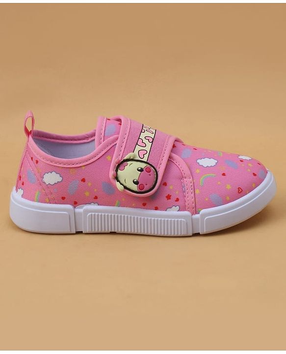 Cute Walk by Babyhug Velcro Closure Casual Shoes with Rainbow Print - Pink