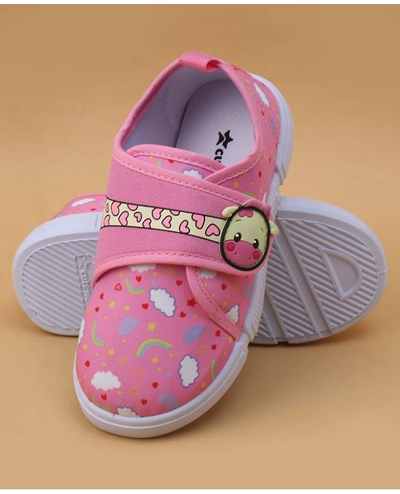 Cute Walk by Babyhug Velcro Closure Casual Shoes with Rainbow Print - Pink