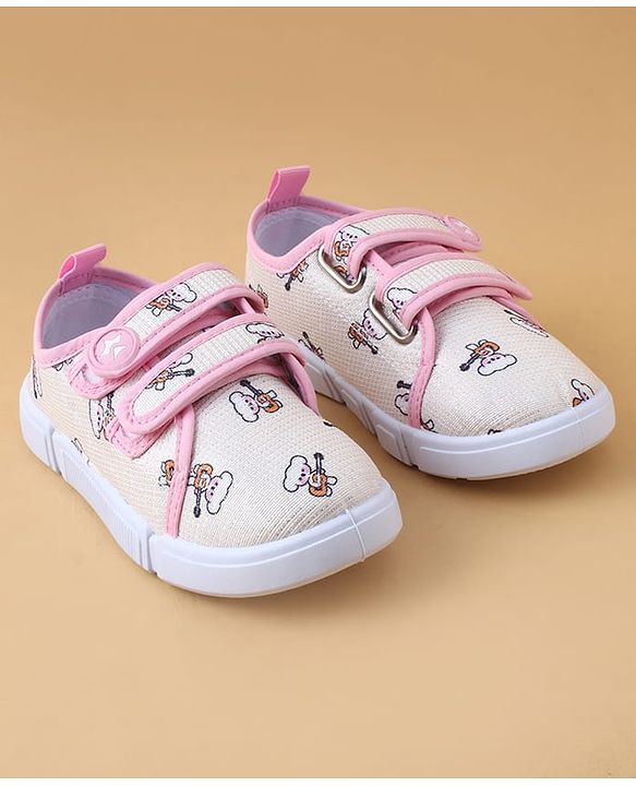 Cute Walk by Babyhug Casual Shoes with Velcro Closure & Teddy Print - Pink