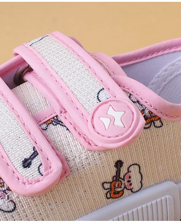 Cute Walk by Babyhug Casual Shoes with Velcro Closure & Teddy Print - Pink