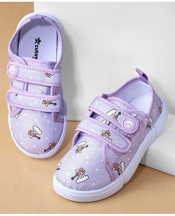Cute Walk by Babyhug Casual Shoes with Velcro Closure & Teddy Print - Pink