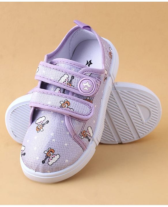 Cute Walk by Babyhug Casual Shoes with Velcro Closure & Teddy Print - Pink
