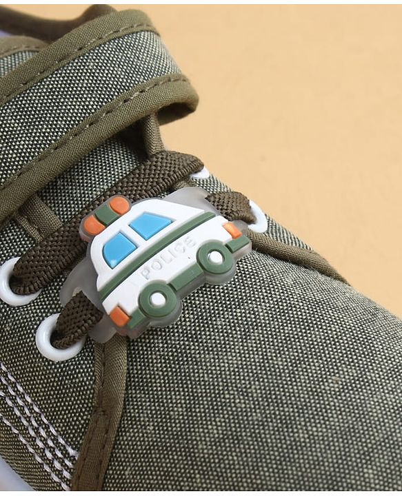 Cute Walk by Babyhug Casual Shoes with Velcro Closure & Vehicle Applique - Olive Green