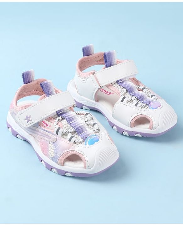 Cute Walk by Babyhug Sandals With Velcro Closure & Lace - Purple