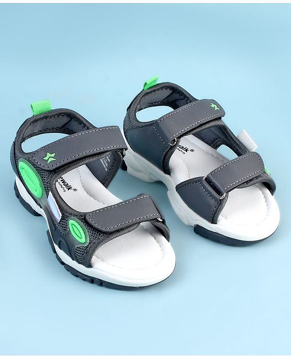 Cute Walk by Babyhug Sandals with Velcro Closure - Grey