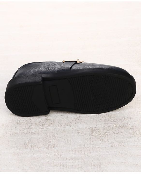 Cute Walk by Babyhug Slip On Solid Oxford Shoes with Buckle Design - Navy Blue