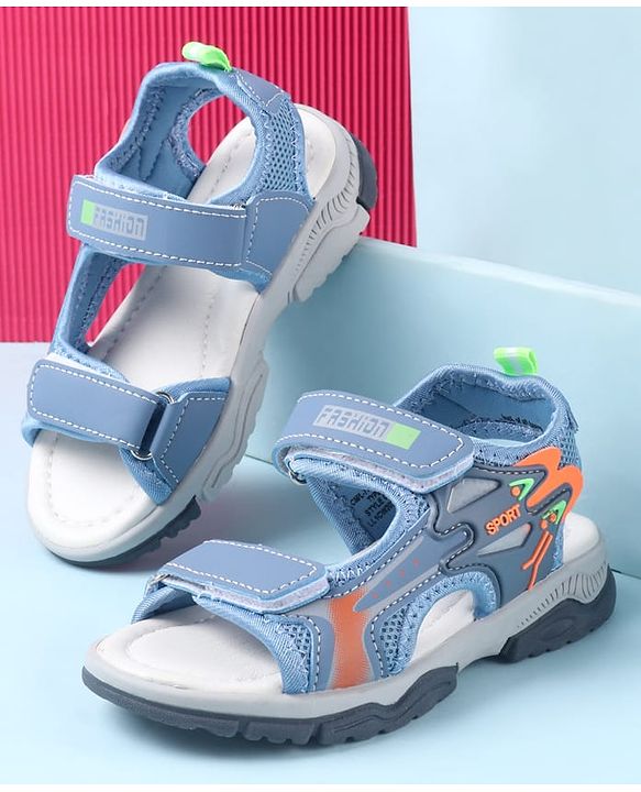 Cute Walk by Babyhug Sandals With Text Design & Velcro Closure - Blue