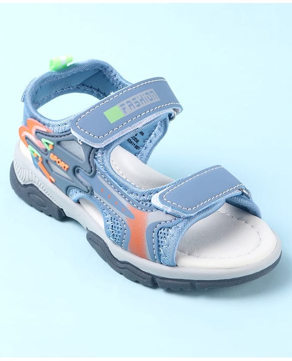 Cute Walk by Babyhug Sandals With Text Design & Velcro Closure - Blue