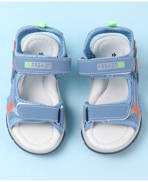 Cute Walk by Babyhug Sandals With Text Design & Velcro Closure - Blue