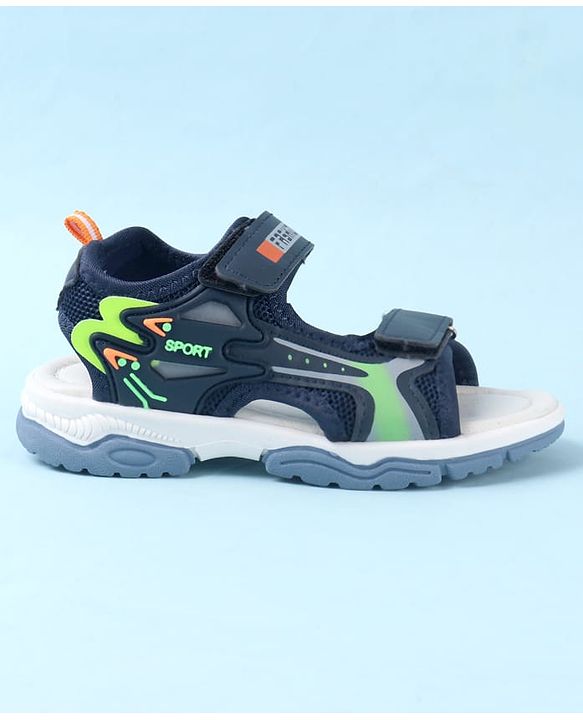 Cute Walk by Babyhug Sandals With Text Design & Velcro Closure - Navy Blue