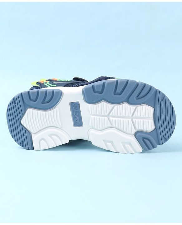 Cute Walk by Babyhug Sandals With Text Design & Velcro Closure - Navy Blue