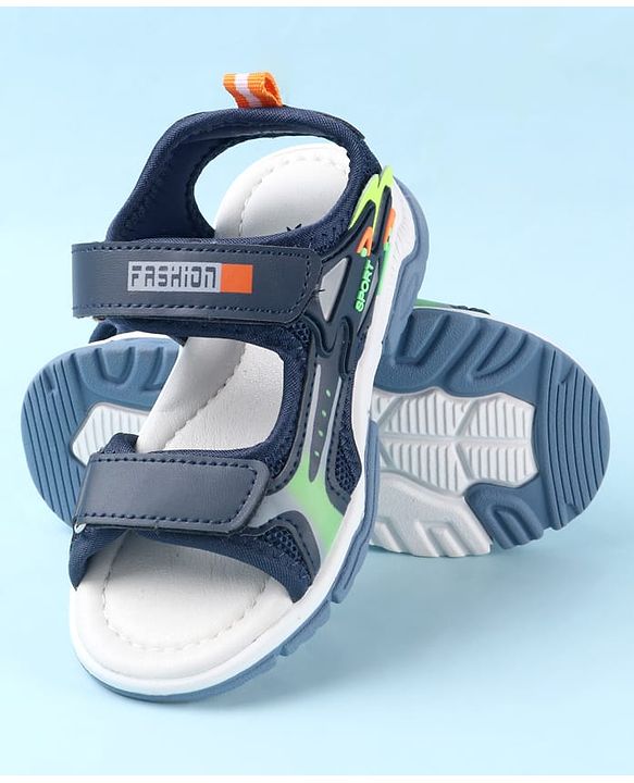 Cute Walk by Babyhug Sandals With Text Design & Velcro Closure - Navy Blue