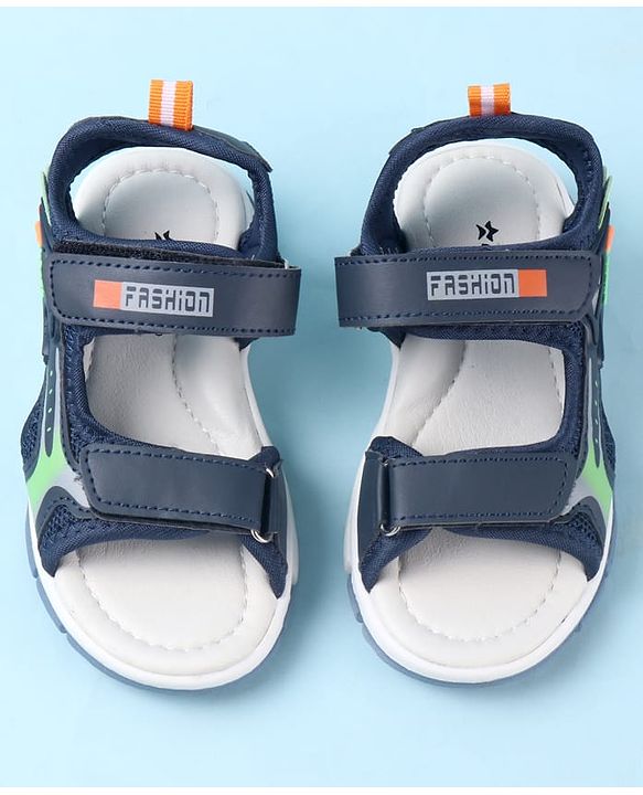 Cute Walk by Babyhug Sandals With Text Design & Velcro Closure - Navy Blue