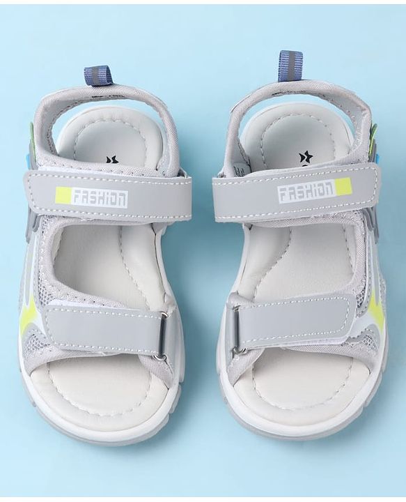Cute Walk by Babyhug Sandals With Text Design & Velcro Closure - Navy Blue