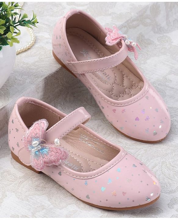 Cute Walk by Babyhug Velcro Closure Ballerina With Butterfly Applique - Pink
