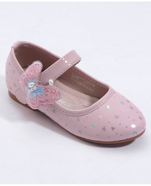 Cute Walk by Babyhug Velcro Closure Ballerina With Butterfly Applique - Pink