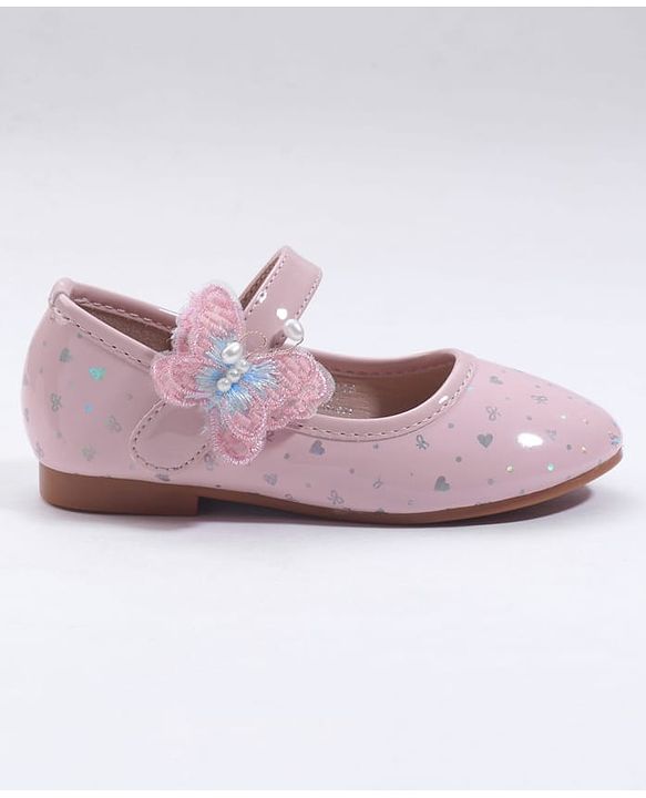 Cute Walk by Babyhug Velcro Closure Ballerina With Butterfly Applique - Pink