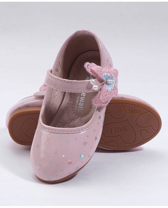 Cute Walk by Babyhug Velcro Closure Ballerina With Butterfly Applique - Pink
