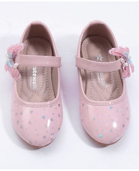 Cute Walk by Babyhug Velcro Closure Ballerina With Butterfly Applique - Pink