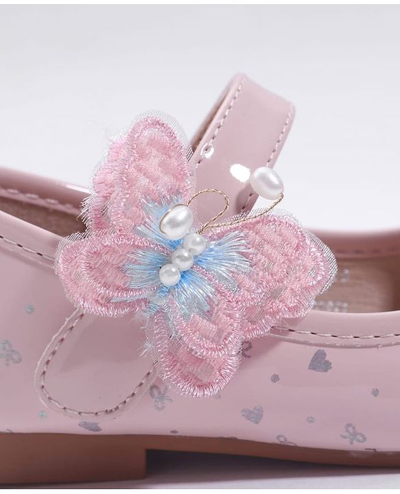 Cute Walk by Babyhug Velcro Closure Ballerina With Butterfly Applique - Pink