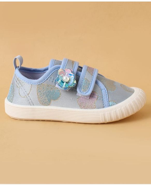 Cute Walk by Babyhug Casual Shoes with Velcro Closure And Sequin Flower Design - Blue